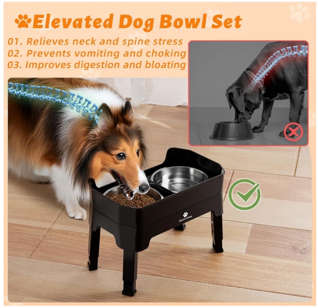 Adjustable Elevated Dog Bowl Stand w/ Slow Feeder & Licking Plat - photo 3
