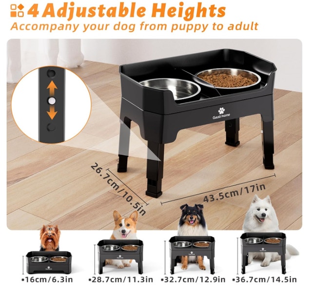 Adjustable Elevated Dog Bowl Stand w/ Slow Feeder & Licking Plat - photo 4