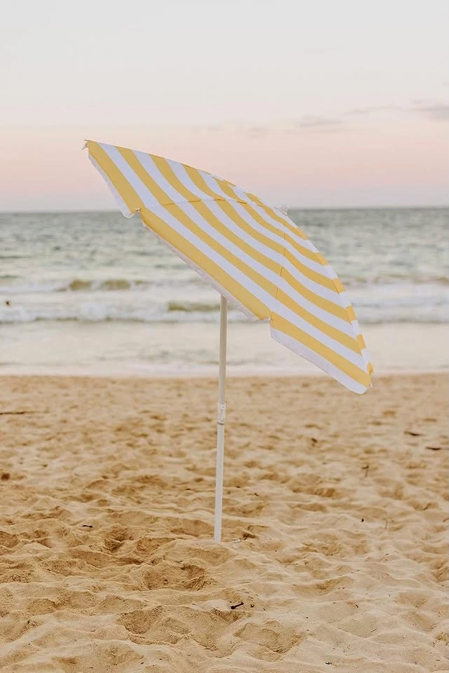 5'5" Yellow & White Beach Umbrella with Bag