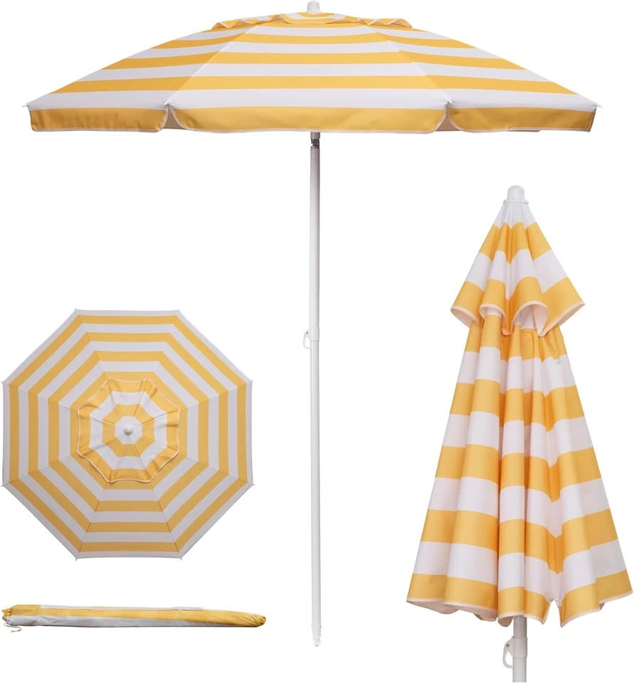 5'5" Yellow & White Beach Umbrella with Bag - photo 3