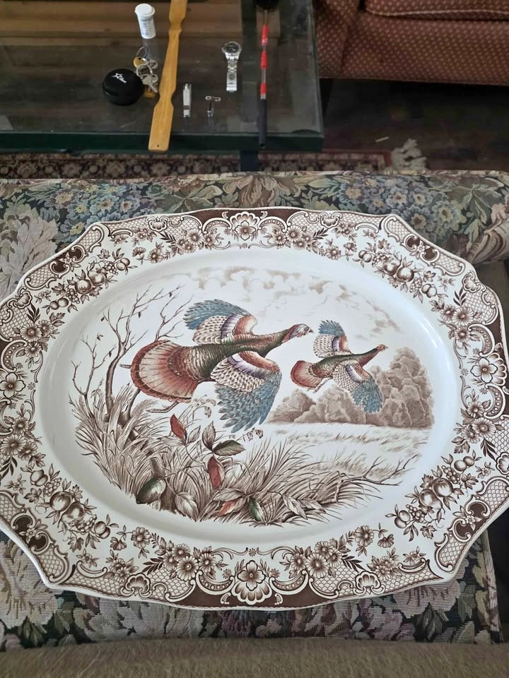 Rare 20.5” Johnson Brothers Wild Turkeys Platter – Made in Engla