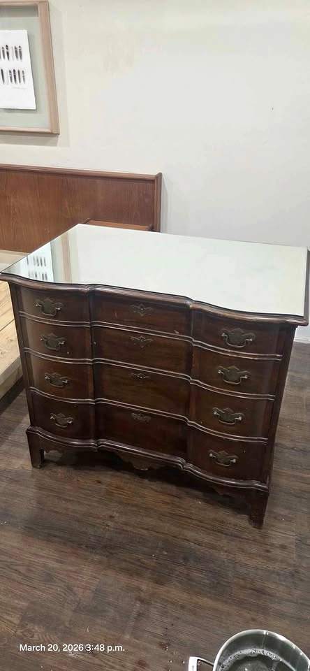 Vintage Williams-Kimp Solid Wood Serpentine Dresser w/ Mirror