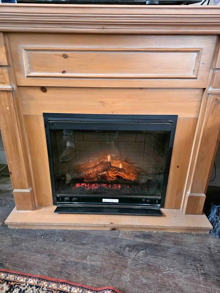 Beautiful Electric Fireplace Mantel – Heats Great