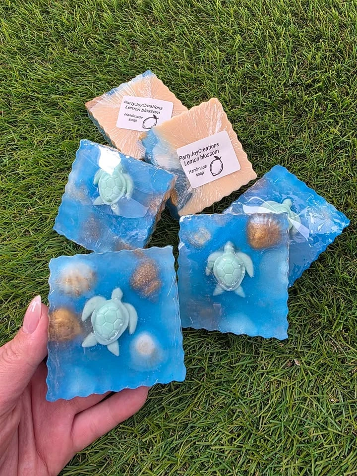 Handmade Soap Bars - Lemon Blossom & Ocean Turtle Designs - photo 2