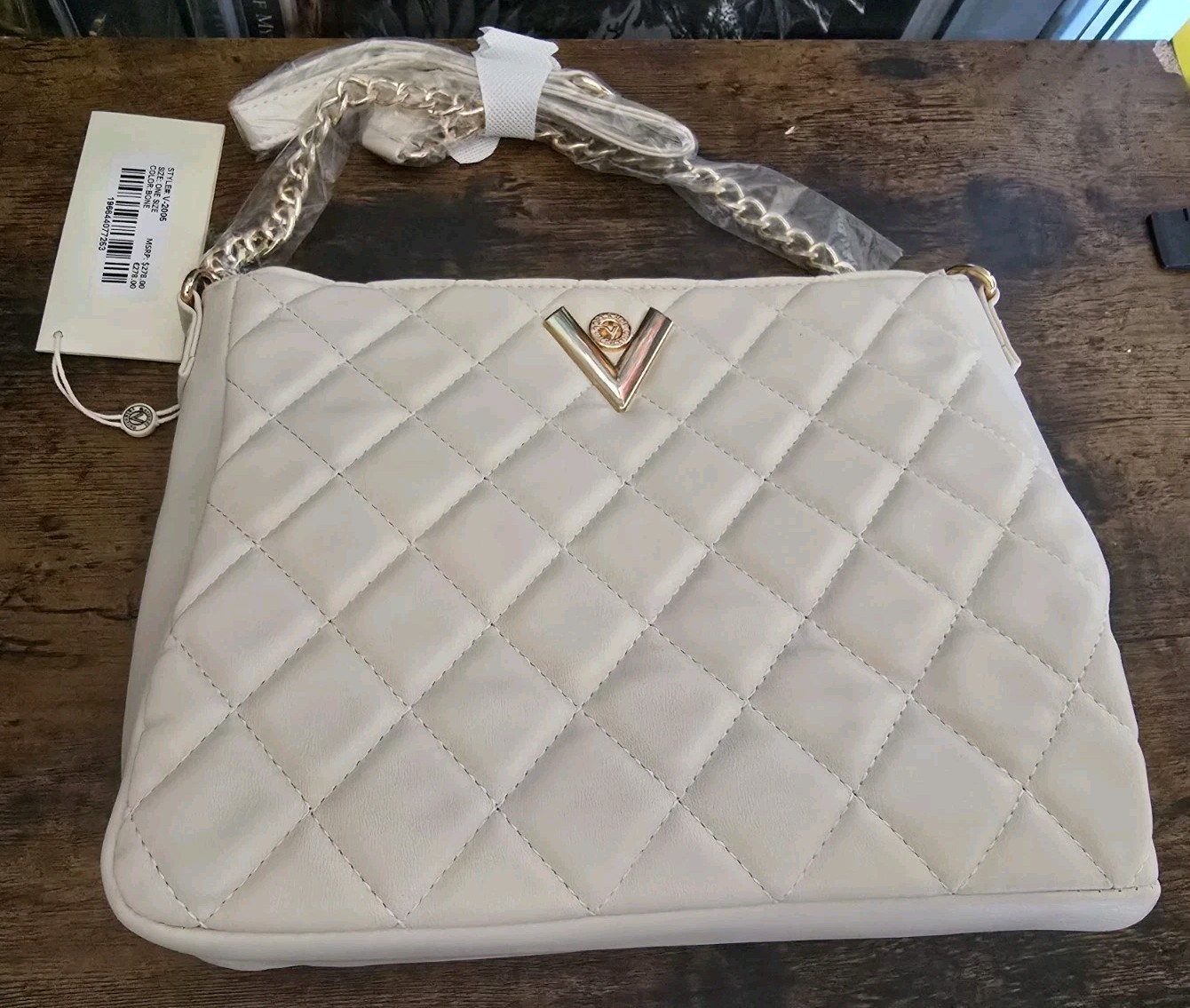 Valentino Orlandi Quilted Shoulder Bag - Bone (Vegan Leather)