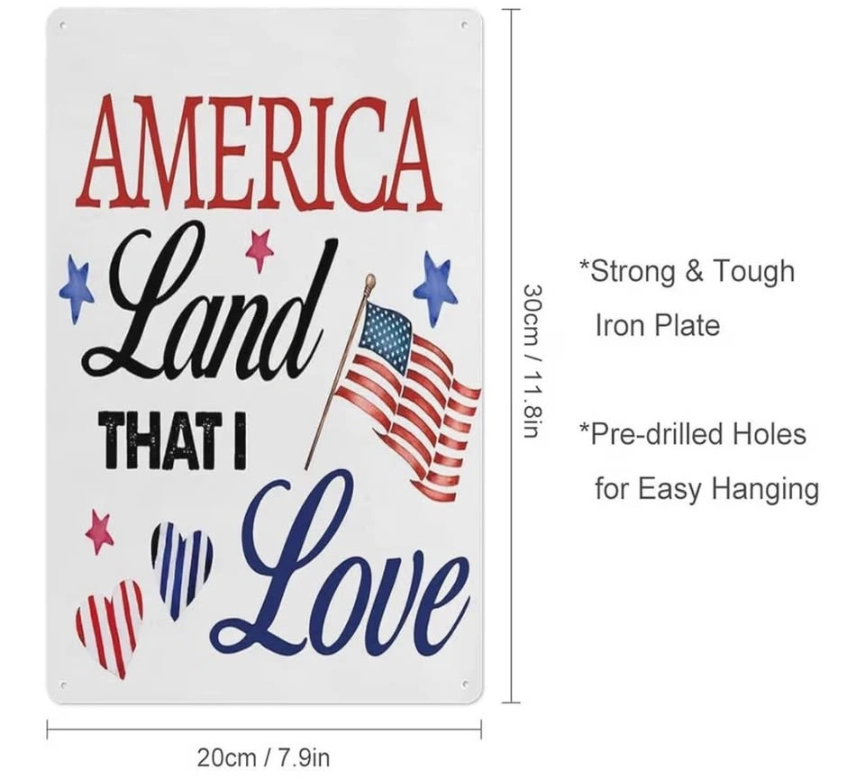 America Land That I Love Metal Tin Sign - Patriotic American Fla - photo 3