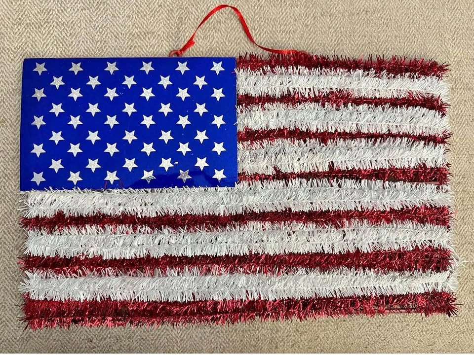 American Flag Tinsel Wall Decoration