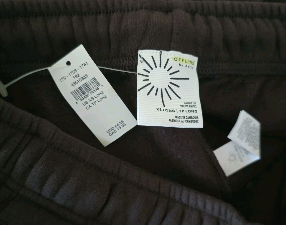 OFFLINE by Aerie Baggy Fit Fleece Sweatpants Brown XS Long - photo 3