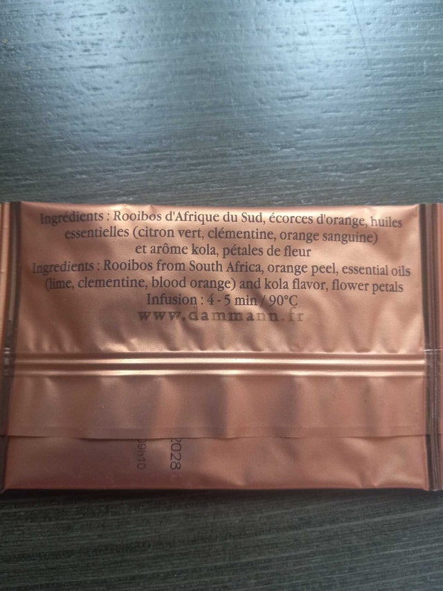 Dammann Frères Rooibos Citrus Tea 5 Tea Bags - photo 3