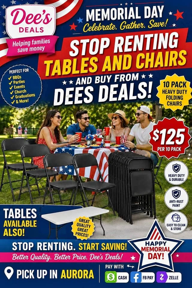 10 Pack Heavy Duty Folding Chairs - Brand New in Box!