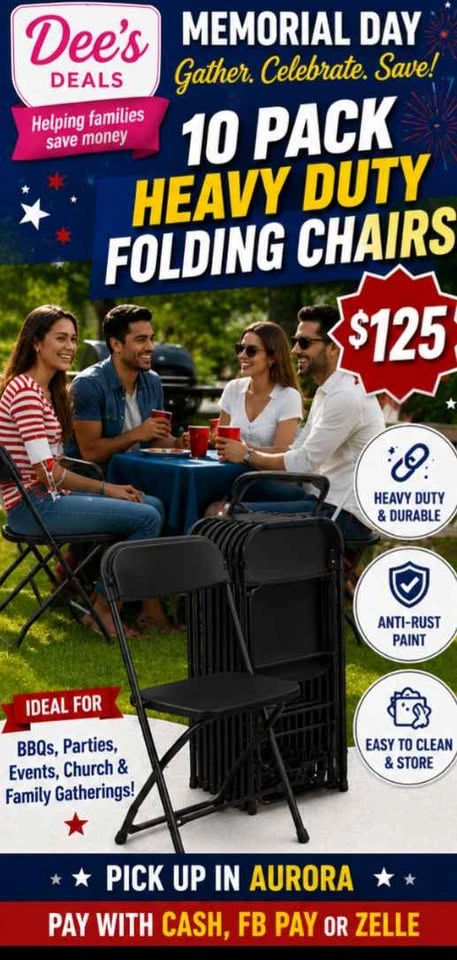 10 Pack Heavy Duty Folding Chairs - Brand New in Box! - photo 2