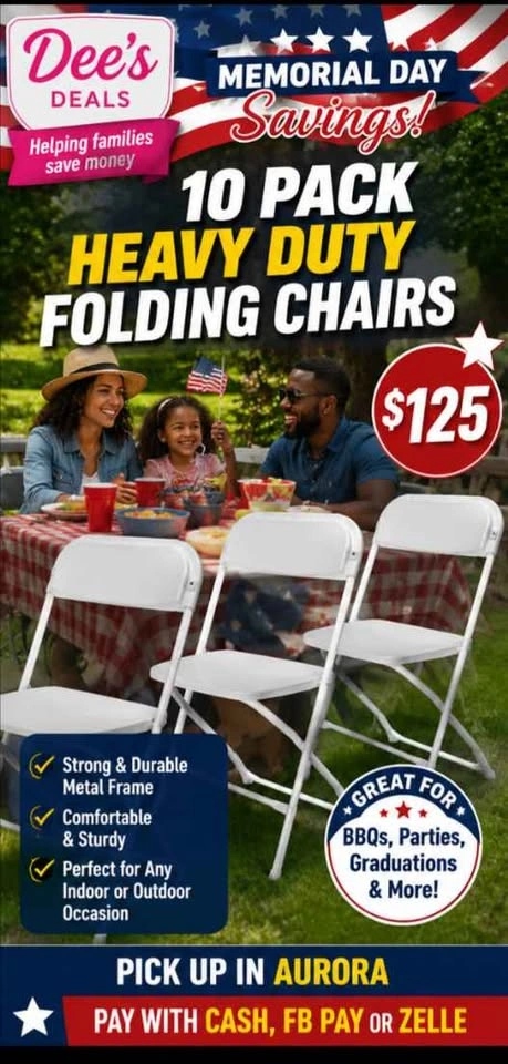 10 Pack Heavy Duty Folding Chairs - Brand New in Box! - photo 3