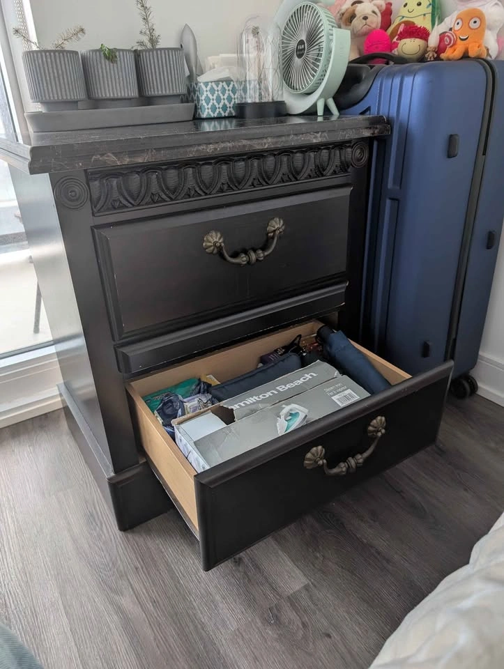 Sturdy Nightstand with Faux Marble Top - photo 5
