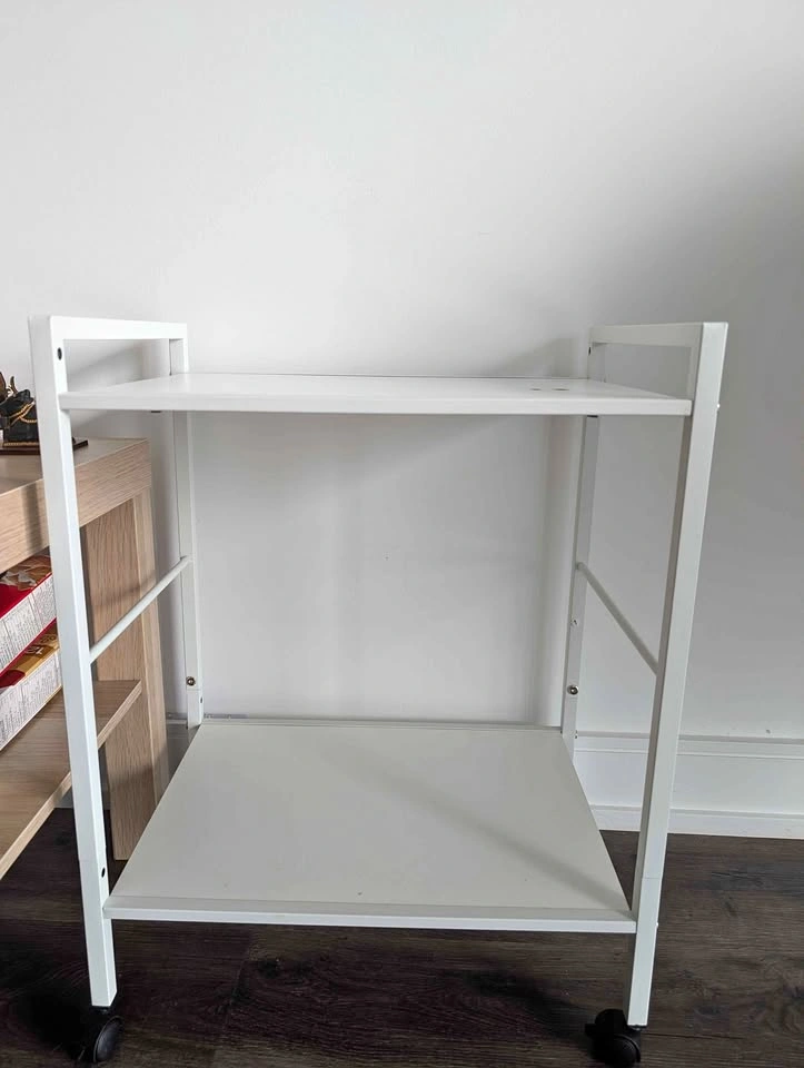 White Rolling Utility Bedside Table