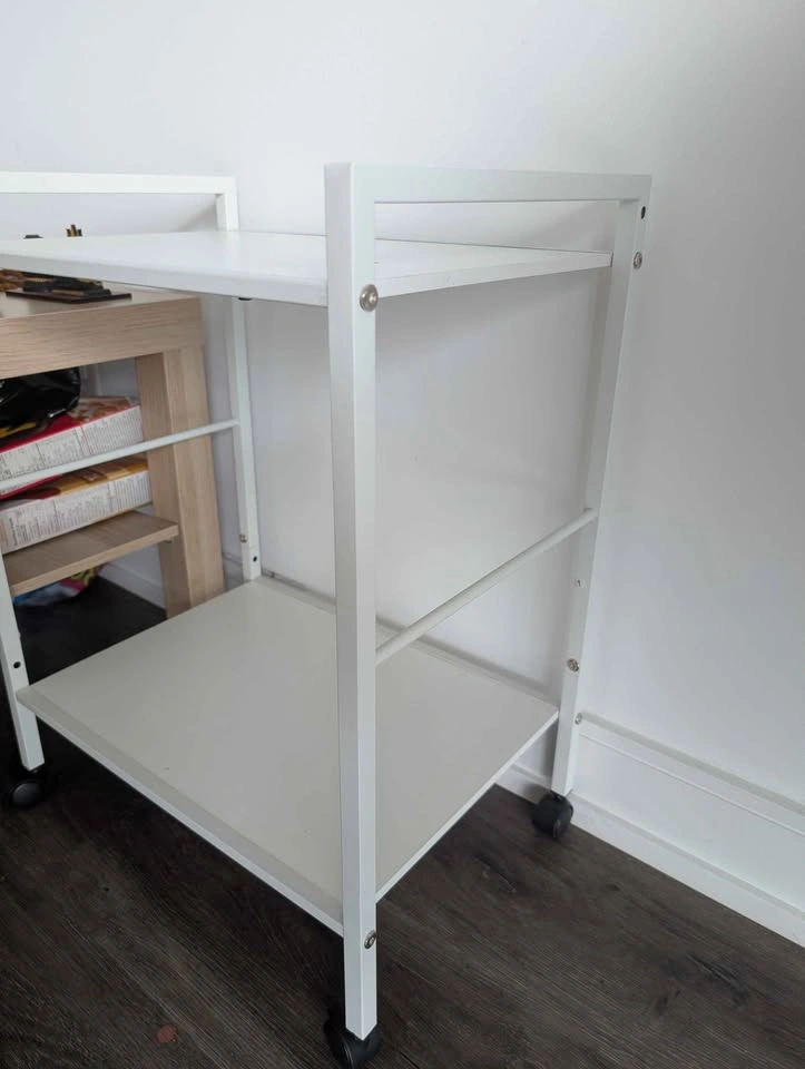 White Rolling Utility Bedside Table - photo 2