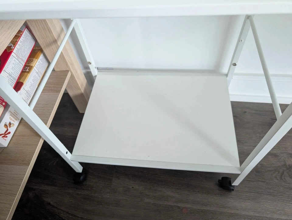 White Rolling Utility Bedside Table - photo 3
