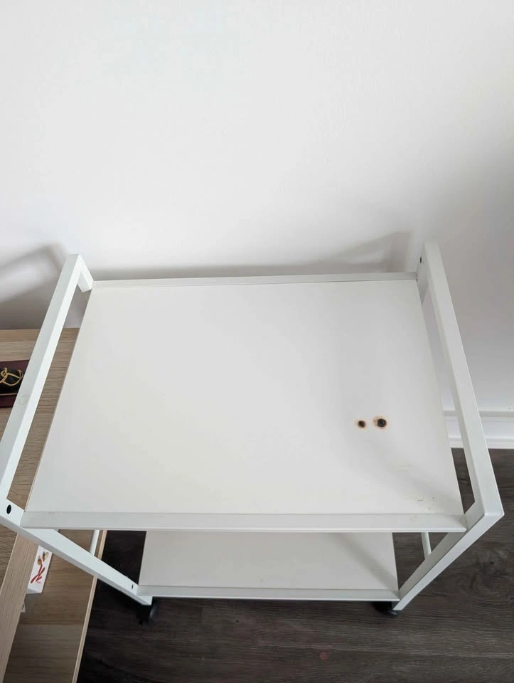 White Rolling Utility Bedside Table - photo 5