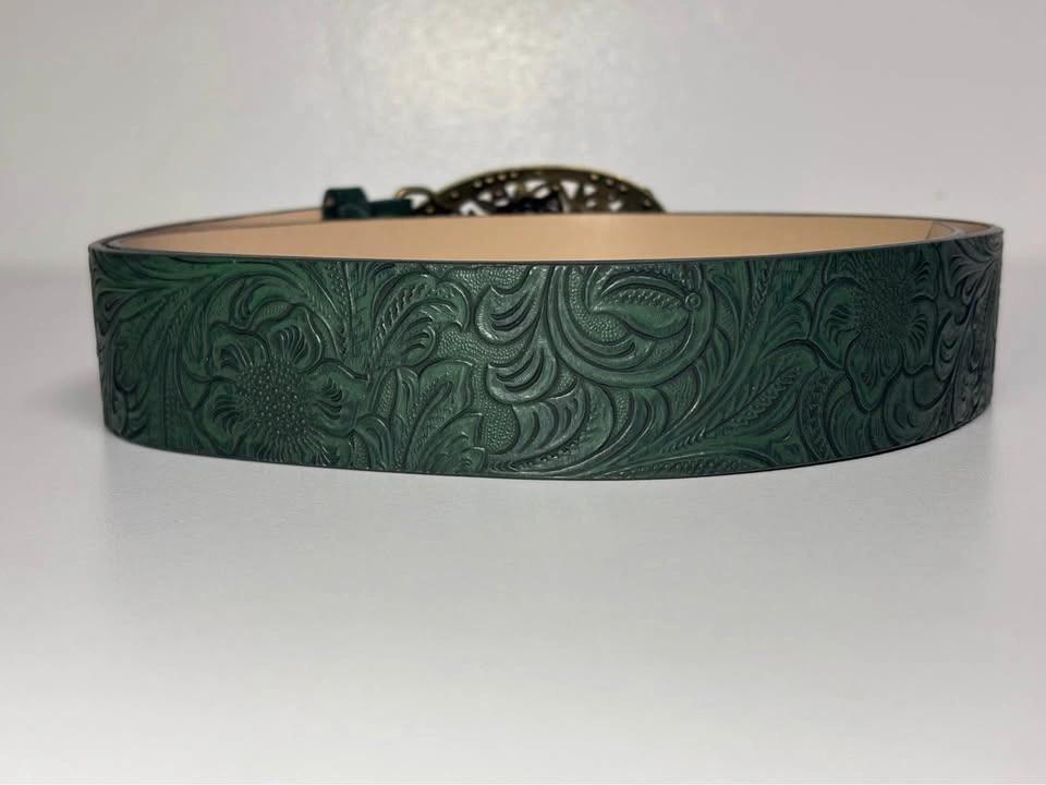 Green Embossed Belt w Rose Buckle - photo 2