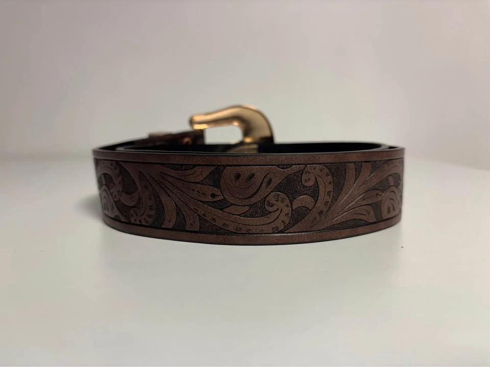 Brown Western Belt Gold Ornate Buckle - photo 2