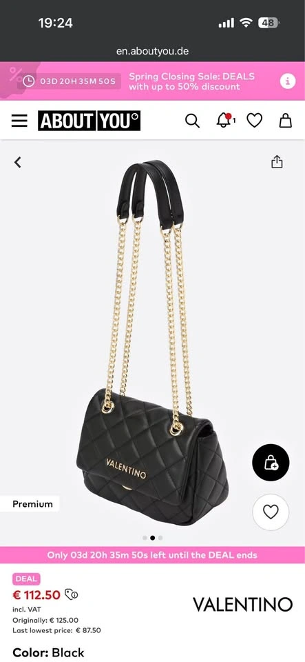 Valentino Black Ocarina Small Quilted Flap Bag