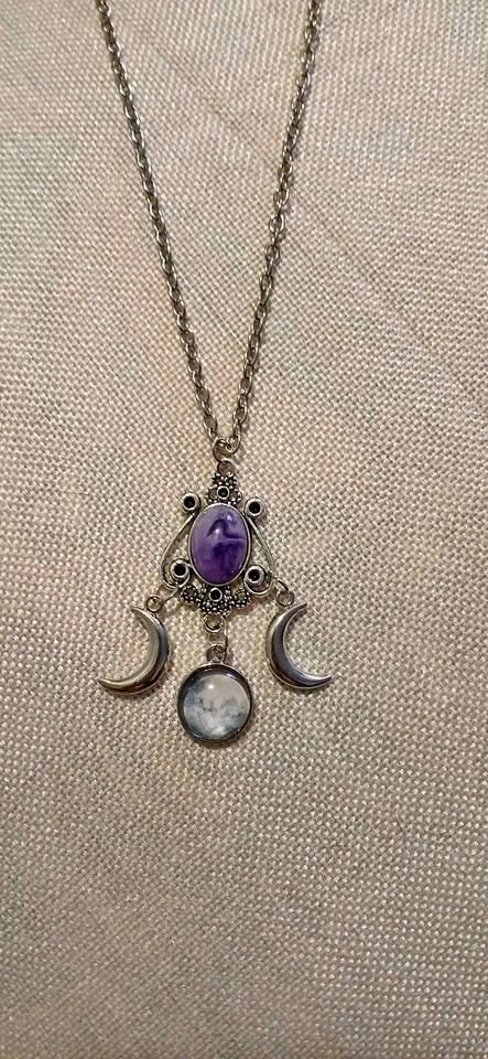 New Purple Amethyst Moon Necklace