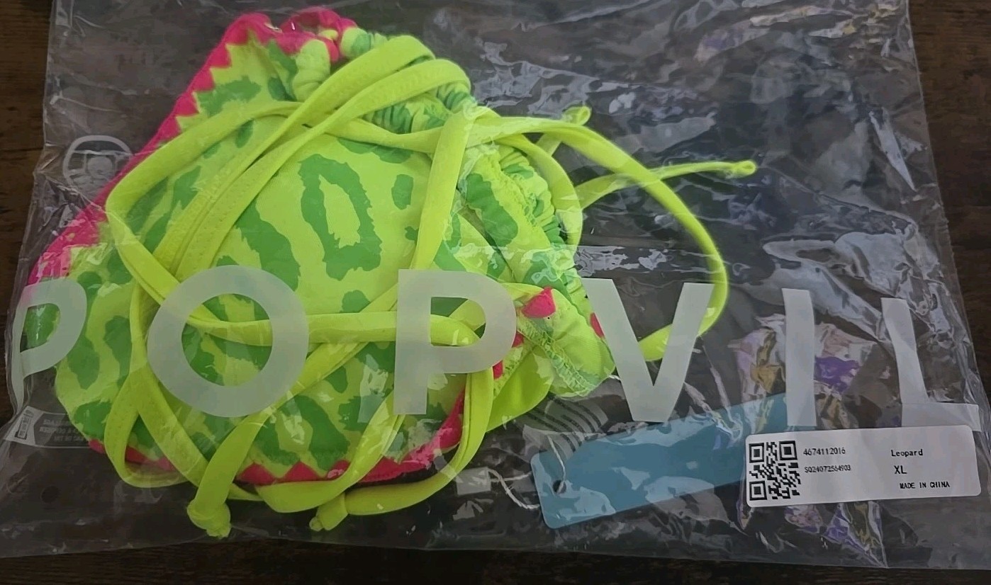 Popvil Neon Green Leopard Bikini Set XL Top, L Bottom - photo 2