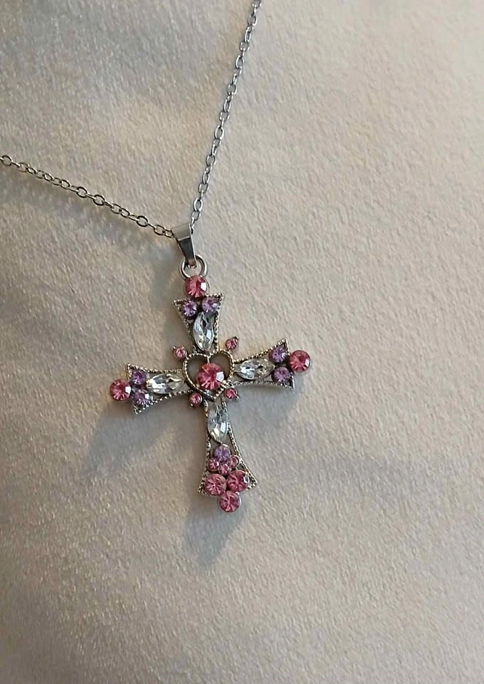 New Gemstone Cross Necklace