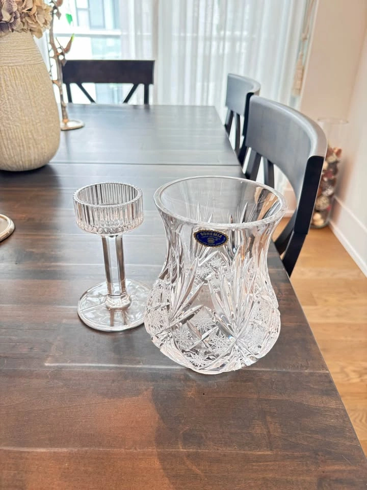 Bohemia Crystal Lead Glass Candle Holder Set - photo 3