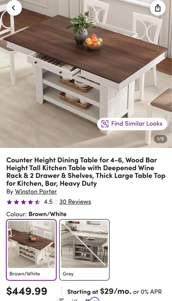 Brand New Counter Height Dining Table w/ Storage & Wine Rack – S - photo 2