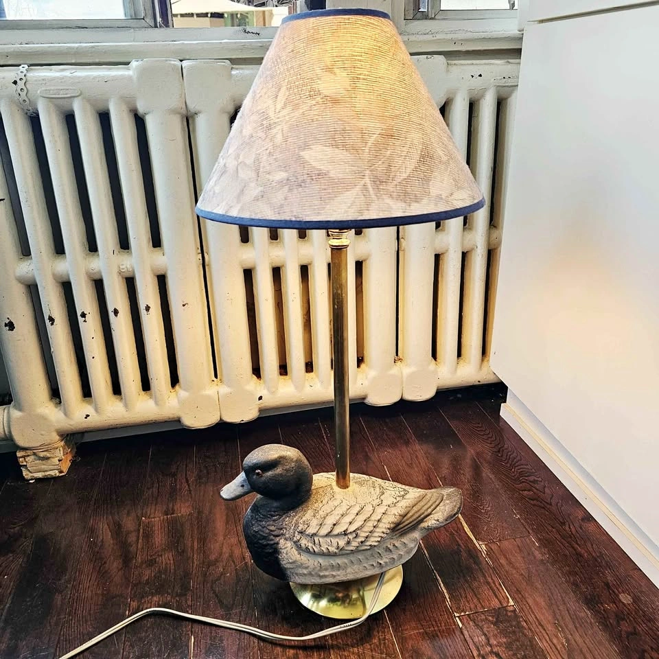 Vintage Duck Decoy Table Lamp Cottage Cabin Decor Brass Nature L