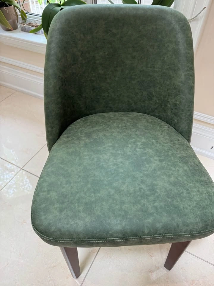 Set of 2 Modern Green Dining Chairs – Like New - photo 4