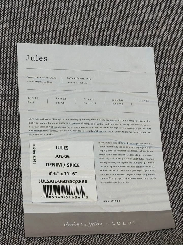 Chris Loves Julia x Loloi "Jules" Area Rug 8'6" x 11'6" Denim/Sp - photo 2