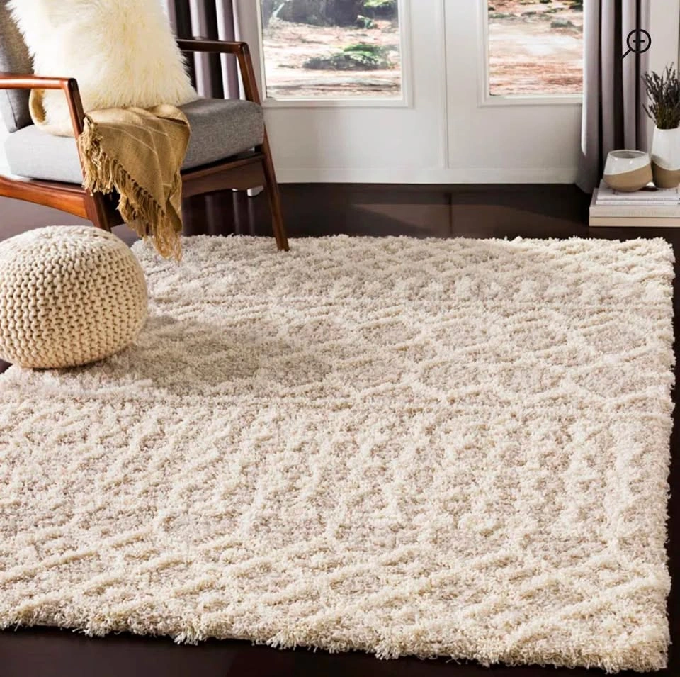 LIVABLISS Urban Shag Area Rug 6'7" x 9'6" Beige/Cream