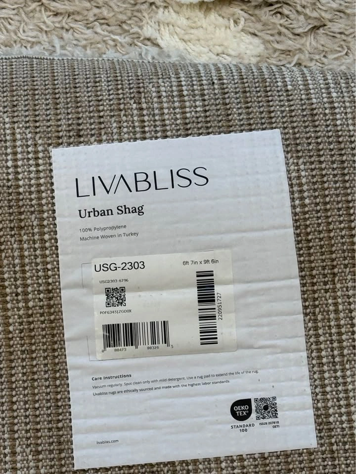 LIVABLISS Urban Shag Area Rug 6'7" x 9'6" Beige/Cream - photo 2