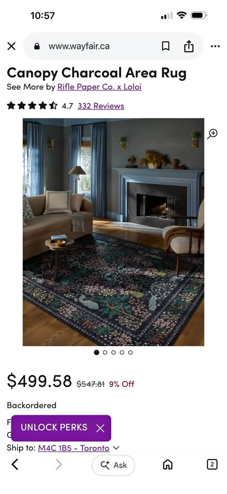 Rifle Paper Co. x Loloi Area Rug – Canopy Collection 6’ x 9’