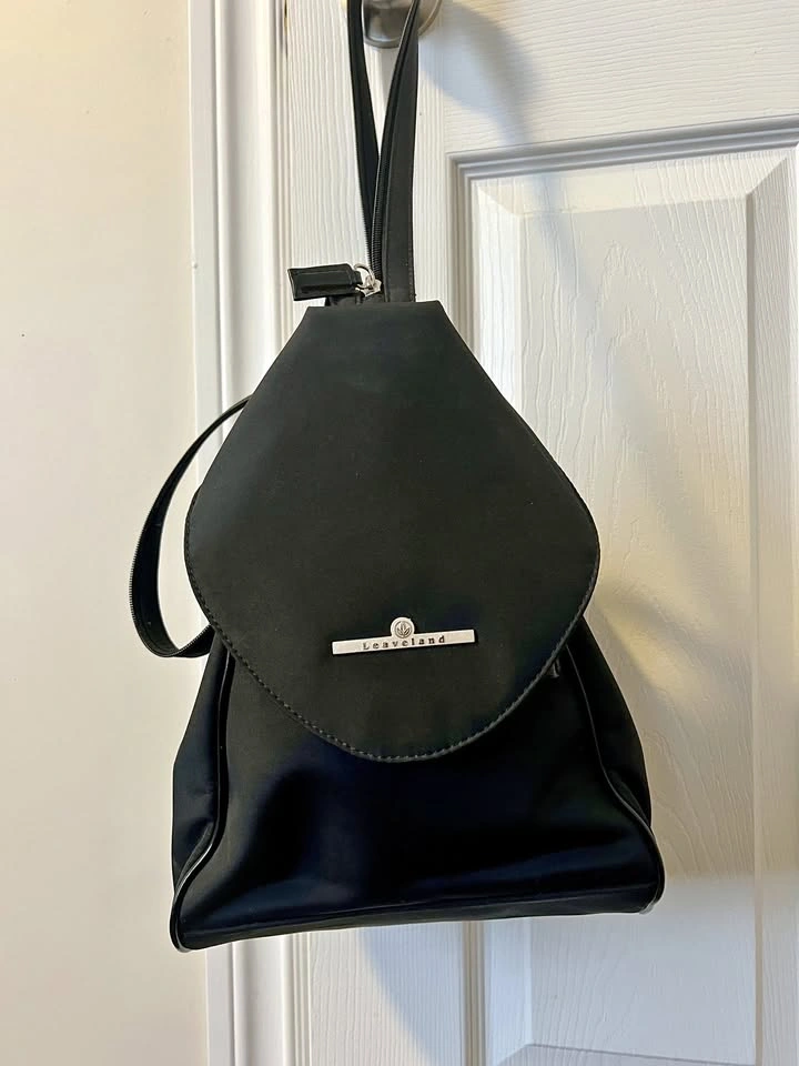 Black Minimalist Backpack Purse