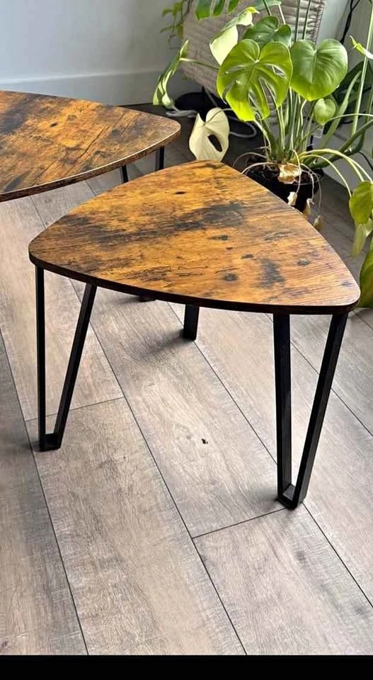 Beautiful Wood Side Table with Metal Legs