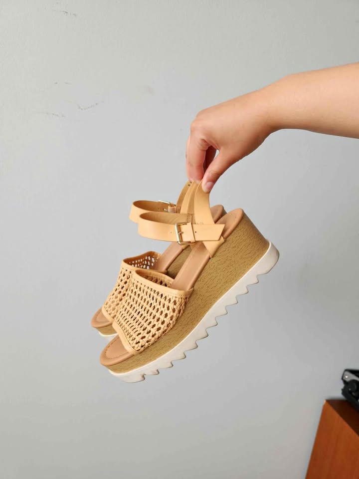 Tan & Cream Chunky Platform Espadrille Sandals