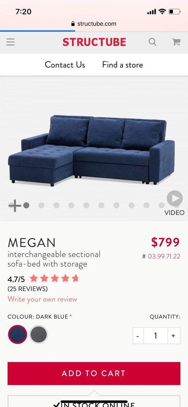 Structube Sectional Sofa-Bed w/ Storage (Interchangeable Chaise) - photo 2