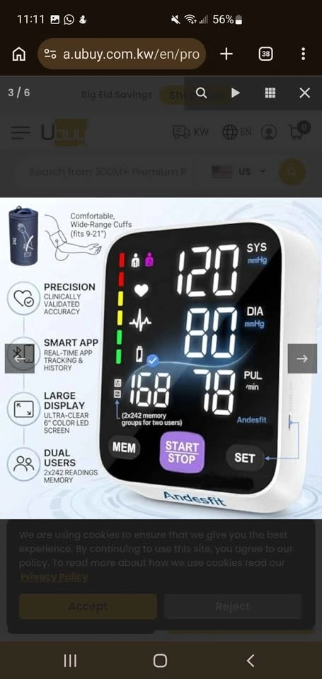 Automatic Bluetooth Blood Pressure - 17" & 21" XL Cuff Andesfit - photo 3
