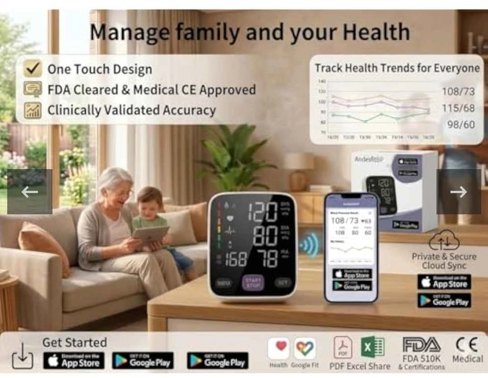 Automatic Bluetooth Blood Pressure - 17" & 21" XL Cuff Andesfit - photo 5