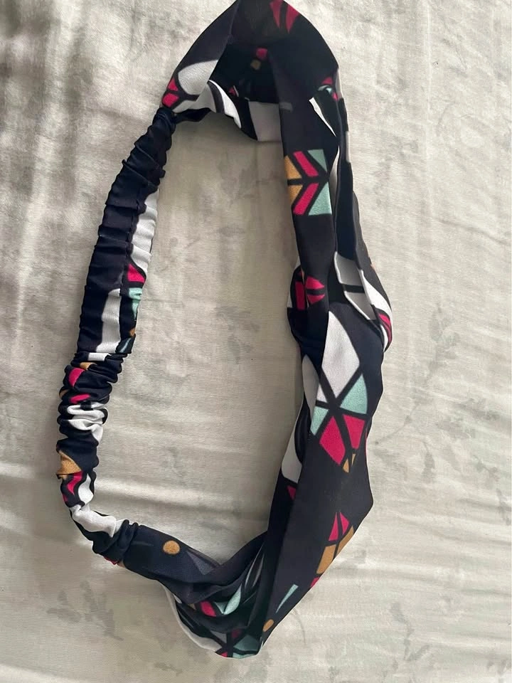 Black Colorful Geometric Headband