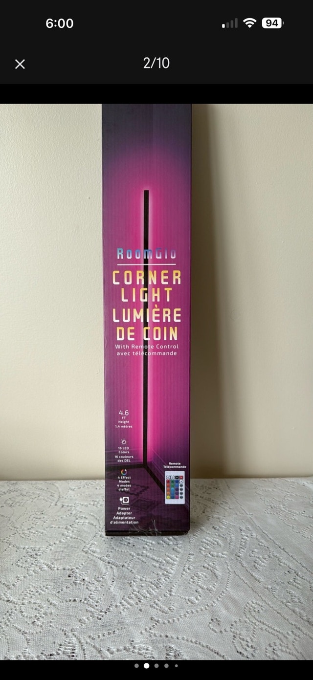NEW Corner Floor Lamp (4.6ft) - Roomgio RGB LED Light
