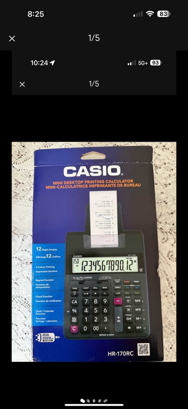 CASIO MINI DESKTOP PRINTING CALCULATOR HR-170RC (Sealed)