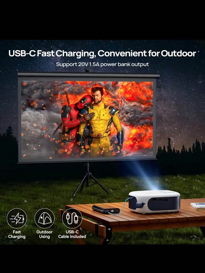 Projector with Wifi & Bluetooth - Outdoor 1080P, USB-C - photo 3