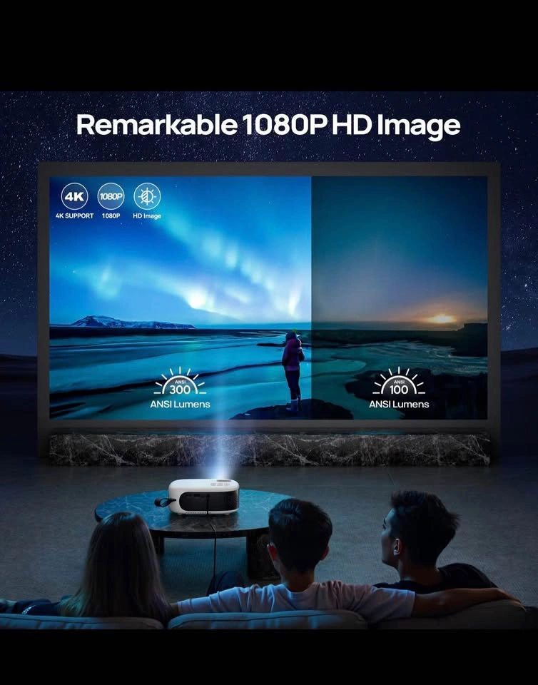 Projector with Wifi & Bluetooth - Outdoor 1080P, USB-C - photo 4