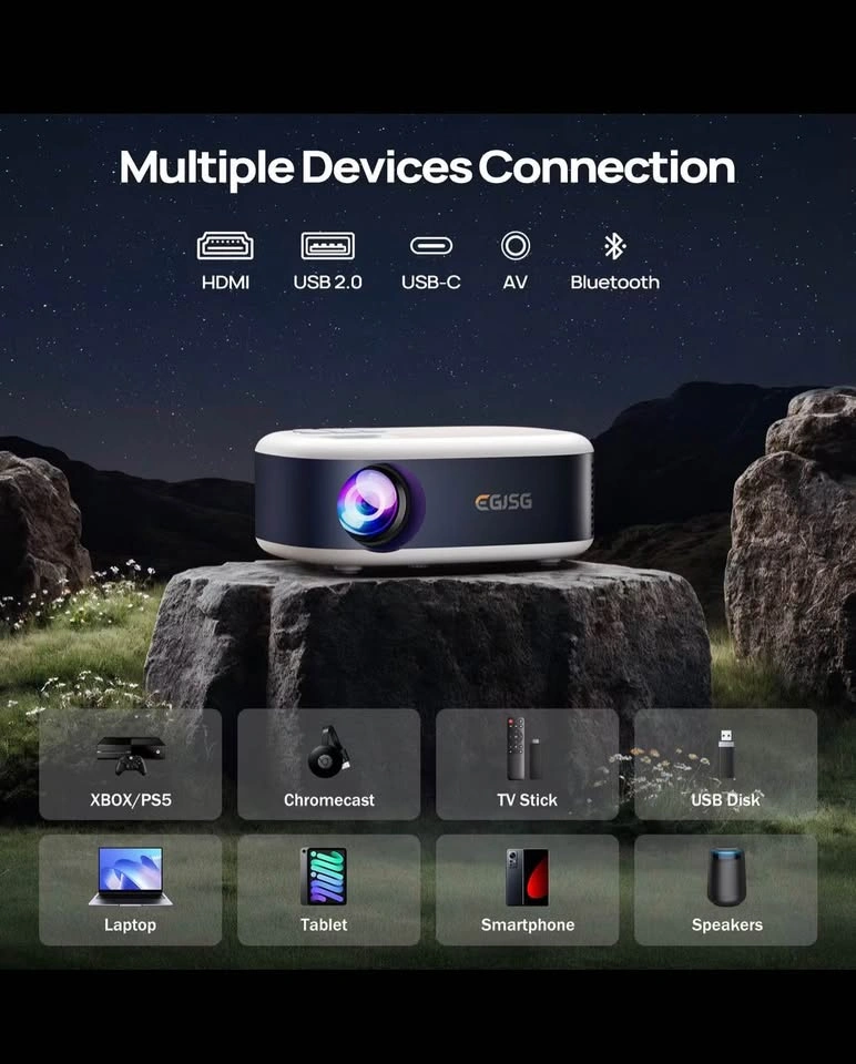 Projector with Wifi & Bluetooth - Outdoor 1080P, USB-C - photo 5