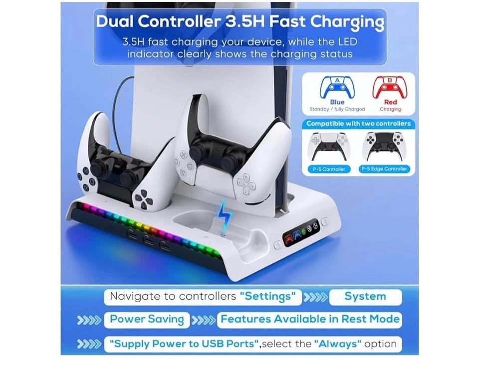 PS5 Cooling & Charging Station for PS5 PRO/SLIM - photo 5