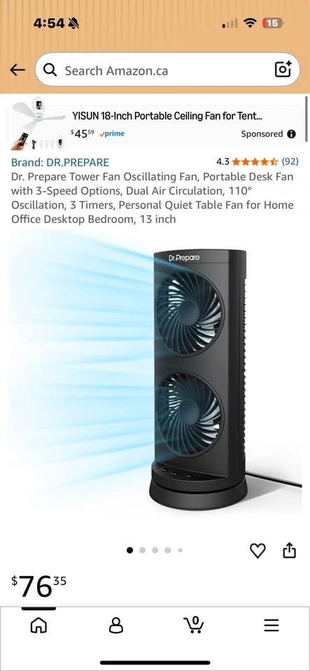 Dr. Prepare Tower Fan Oscillating Fan, Portable Desk Fan with 3- - photo 2