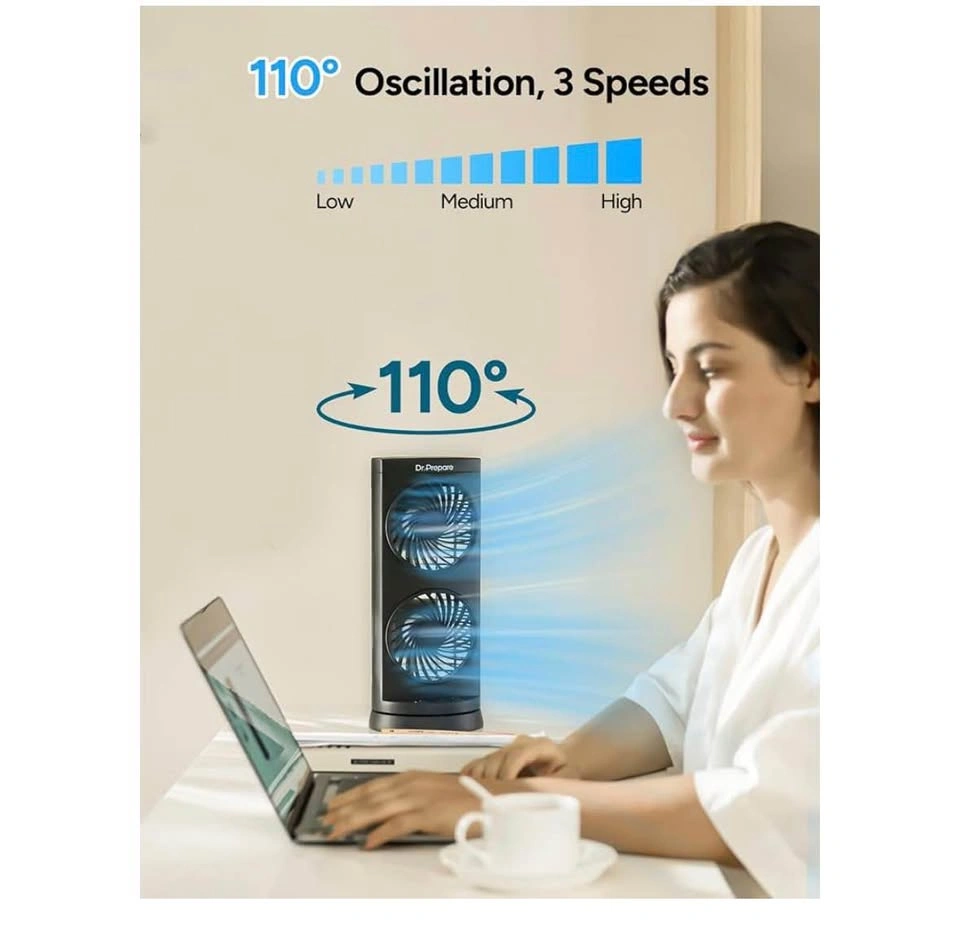 Dr. Prepare Tower Fan Oscillating Fan, Portable Desk Fan with 3- - photo 4